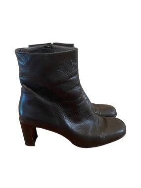 Stuart Weitzman for Browns Black Leather Mid-Heel Ankle Boots